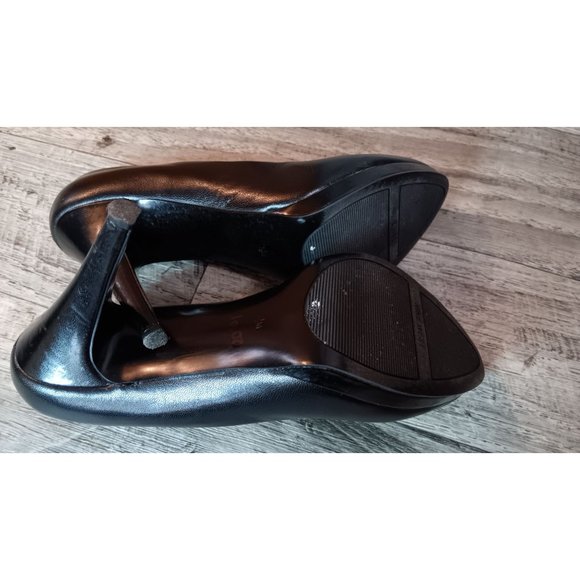 Nine West 8.5 Black Quabree Platform Pump Business Event Occasion Leather Heels - Picture 6 of 6